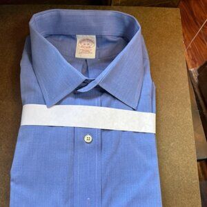 Brooks Brothers Blue Dress Shirt, 18 34 French Cuffs, Non Iron, Traditional Fit